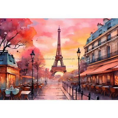 Paris: Eiffeltårnet klædt i rødt, 1000 brikker