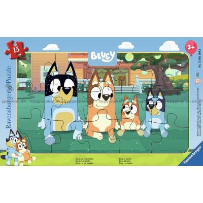 Bluey: Familien - Rammepuslespil, 15 brikker